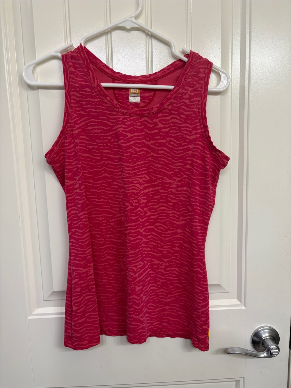Lucy Hot Pink Patterned Scoop Neck Tank Top